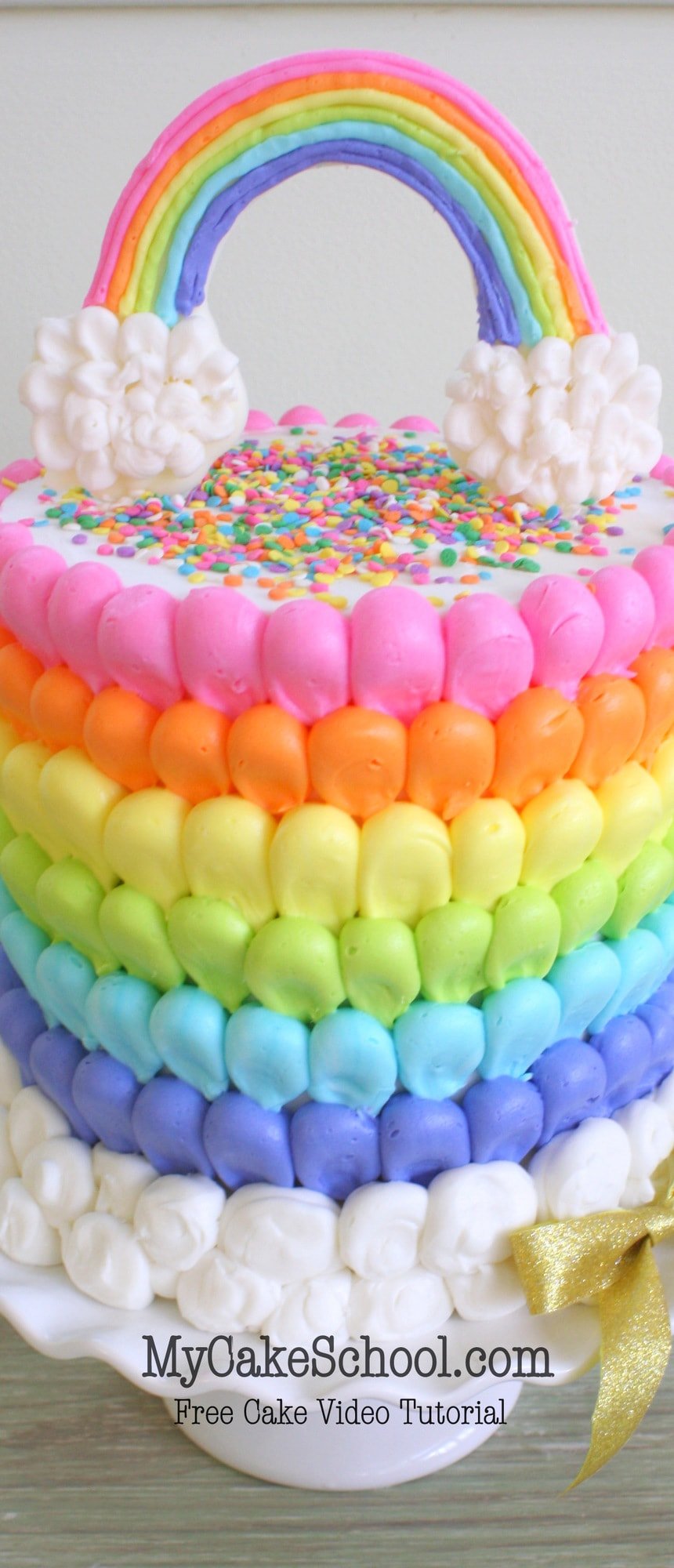 Puffed Rainbow Cake {free} Cake Decorating Video! My Cake School
