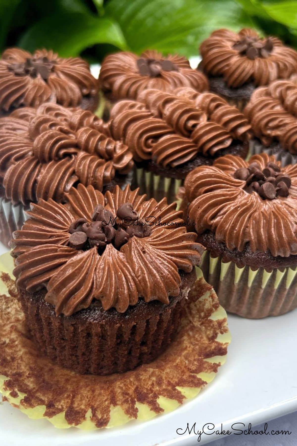 Frosted Brownie Cupcakes on a platter.