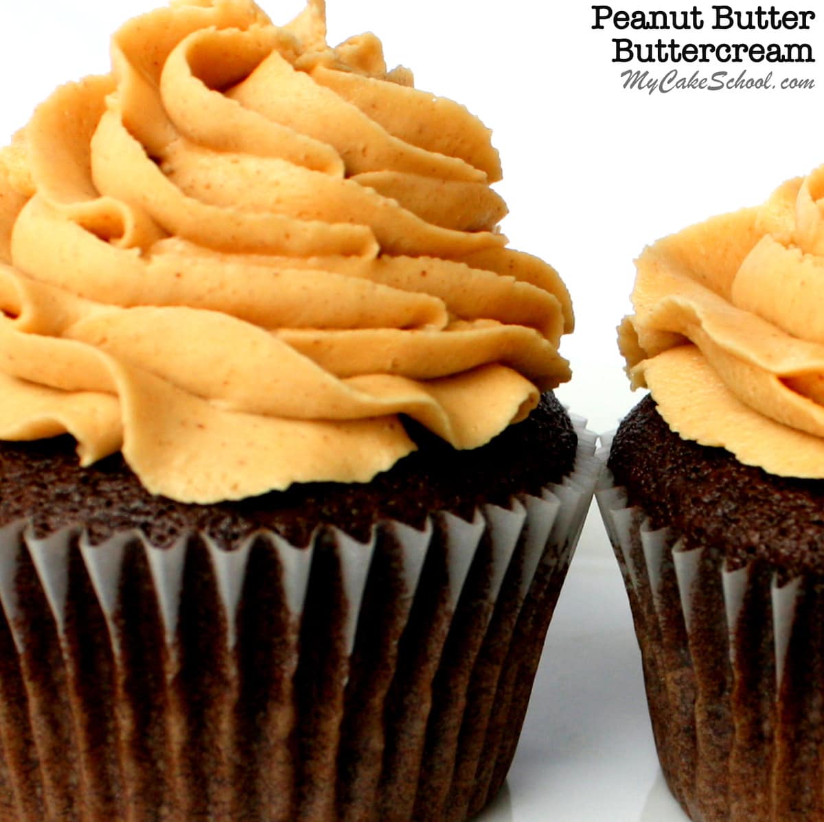 The BEST Peanut Butter Buttercream Frosting Recipe by MyCakeSchool.com! So good as a filling and frosting for chocolate cakes and cupcakes! My Cake School Cake Recipes, Cake Videos, Cake Tutorials, and more!