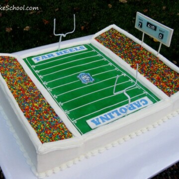 Learn how to make a football stadium cake in this MyCakeSchool.com video!