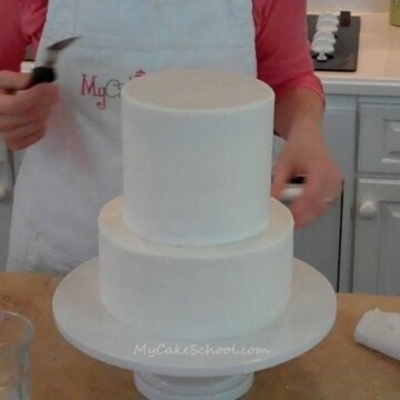 Learn the Basics of Tier Stacking in this Member Cake Video Tutorial from MyCakeSchool.com!