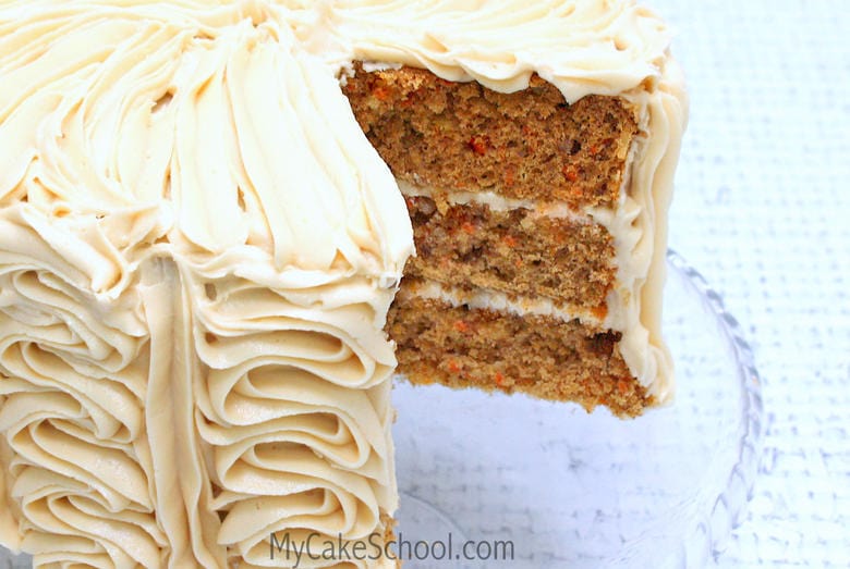 Delicious Carrot Cake Doctored Cake Mix Recipe by MyCakeSchool.com! My Cake School Online Cake Tutorials, Recipes, Videos, and More!