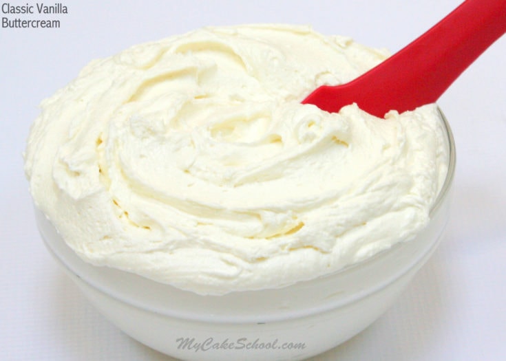 The BEST Classic Vanilla Buttercream Frosting Recipe by MyCakeSchool.com! A crusting buttercream recipe. So delicious and easy to make!