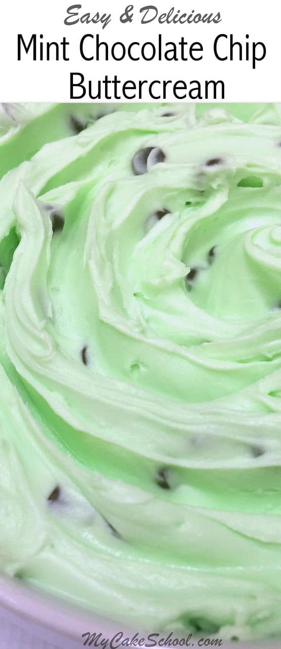 Easy and Delicious Mint Chocolate Chip Buttercream Frosting Recipe by MyCakeSchool.com! Online Cake Tutorials, Recipes, and More!