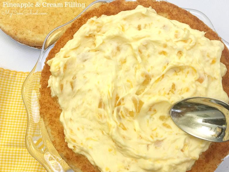 This EASY and delicious Pineapple and Cream Filling comes together in minutes! A thick and flavorful filling for cakes and cupcakes! MyCakeSchool.com.