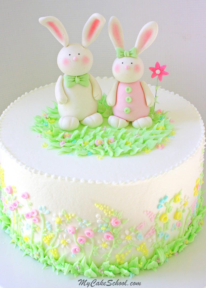 Adorable Gum Paste Bunnies! Cake Topper Video Tutorial by MyCakeSchool.com. Online cake videos, recipes, tutorials, and more!