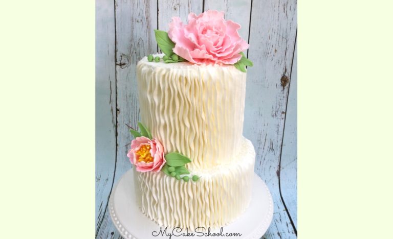 Gum Paste Peony Cake with Buttercream Ruffles