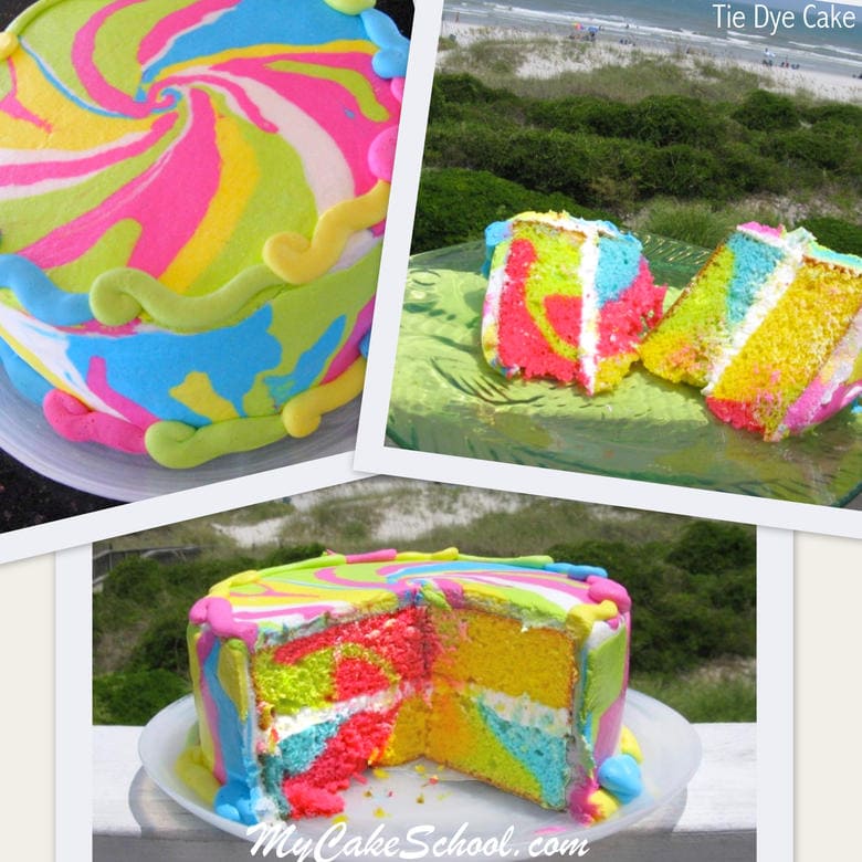 Groovy! Learn to make a brightly colored tie dye pattern inside and out in this cake decorating video tutorial by My Cake School!