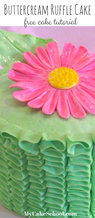 Easy Buttercream Ruffle Cake Tutorial and Pink Velvet Cake by MyCakeSchool.com!