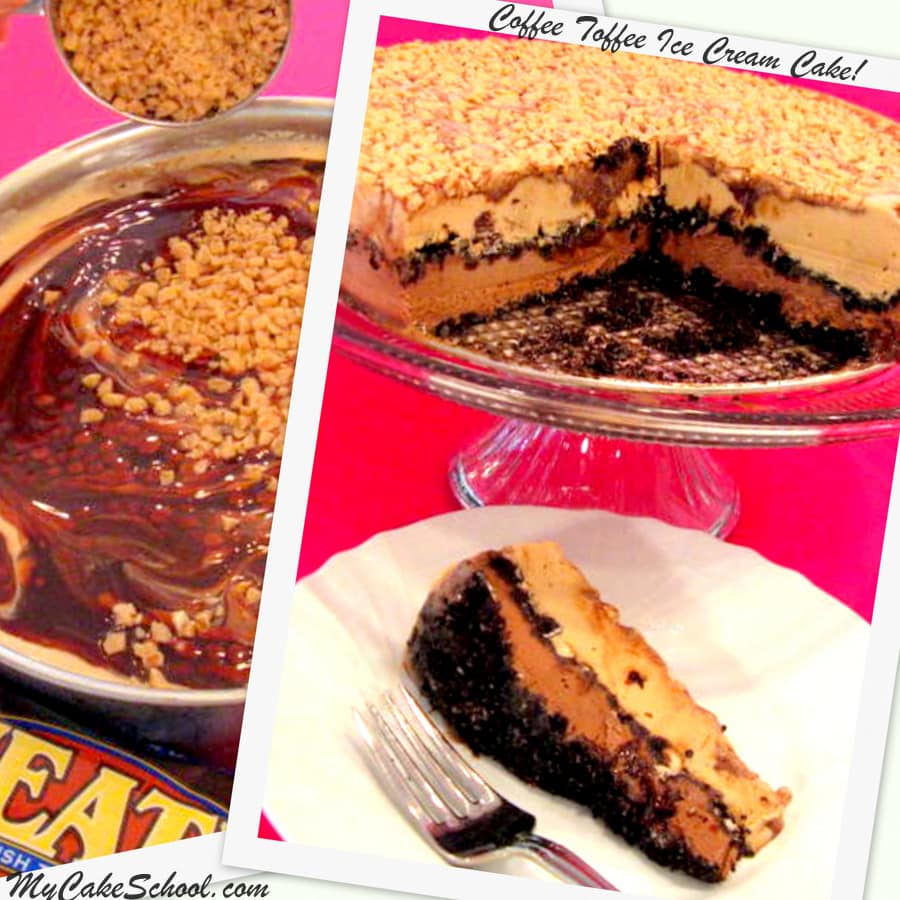 This Coffee Toffee Ice Cream Cake Tastes AMAZING and is so easy to make! MyCakeSchool.com