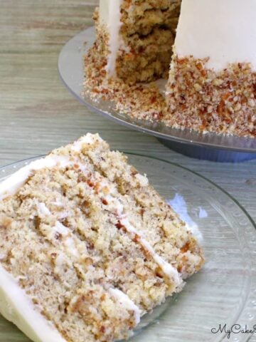 Slice of Italian Cream Cake on a plate.