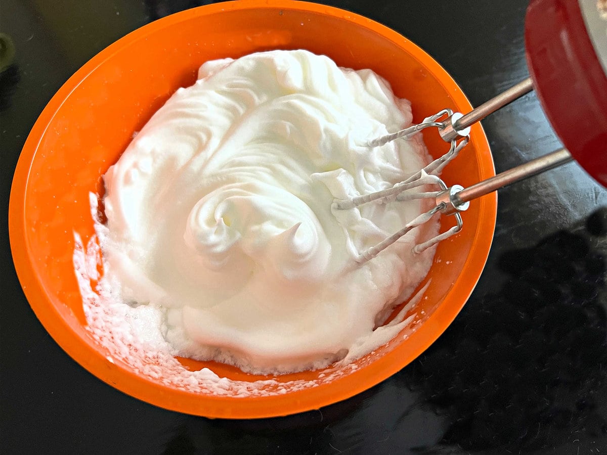 Bowl of whipped egg whites