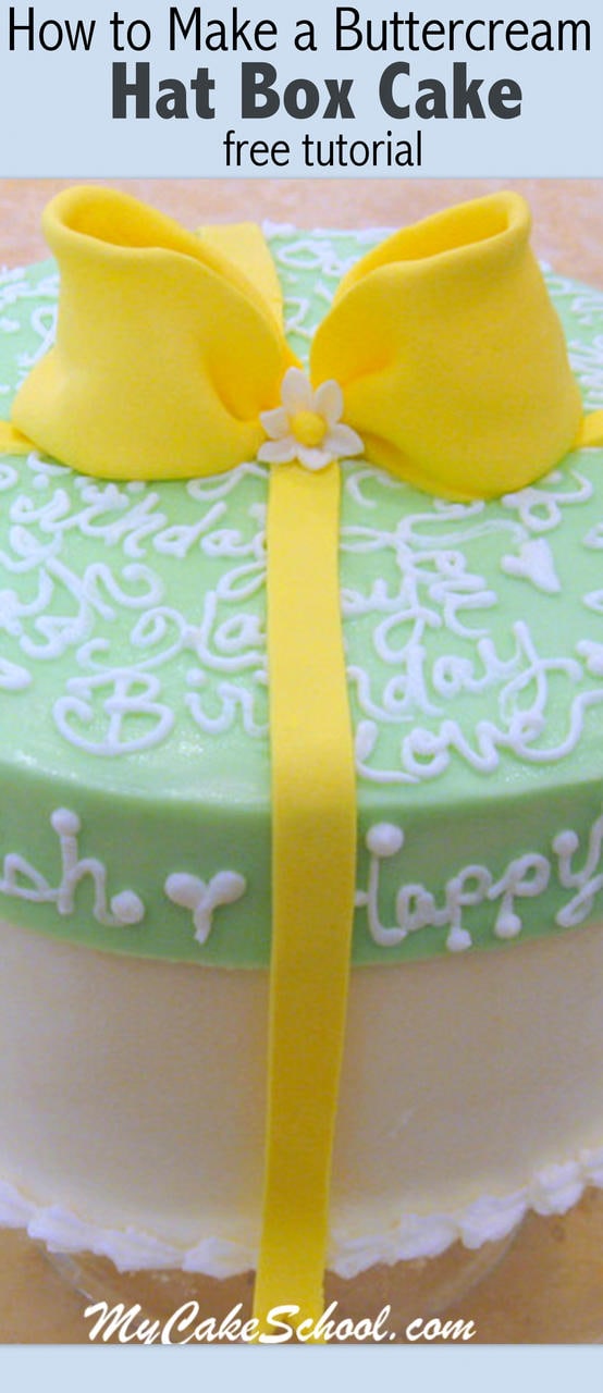 Learn how to make a hat box cake with a frosted lid in this MyCakeSchool.com Free Tutorial!