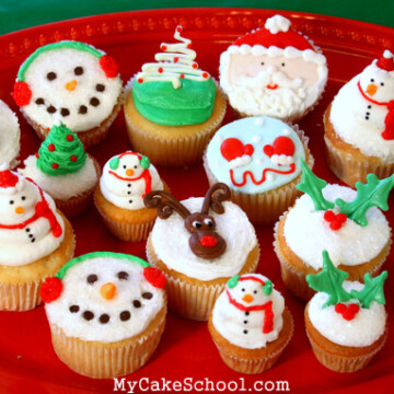 Adorable Christmas and winter themed cupcakes from MyCakeSchool.com's video tutorial!