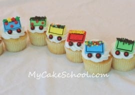 Train cupcakes! Such a sweet tutorial by My Cake School!