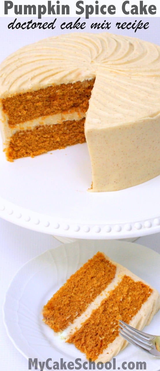 DELICIOUS Pumpkin Spice Cake - A Doctored Cake Mix Recipe by MyCakeSchool.com. 