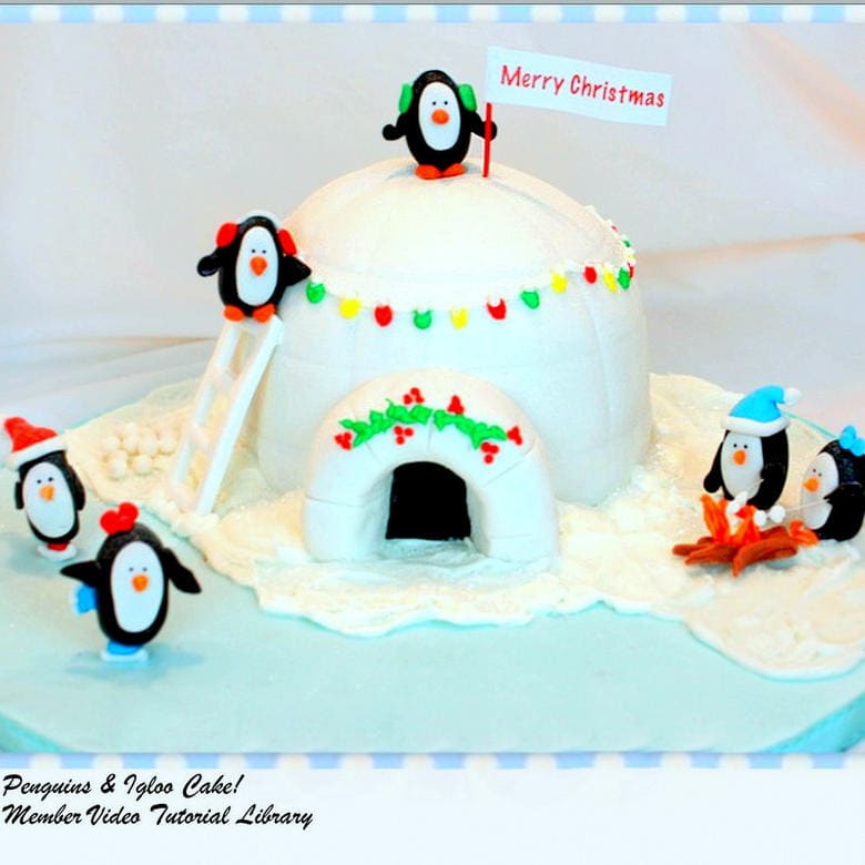 Penguins and Igloo Cake! MyCakeSchool.com Member Video Tutorial Library!