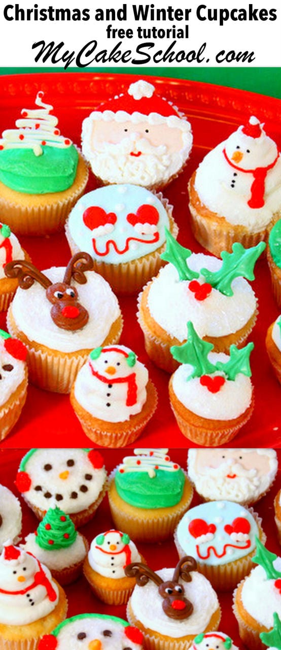 The Cutest Christmas and Winter Cupcake Tutorial by MyCakeSchool.com! Perfect for Winter and Christmas Parties!