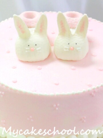 Free Cake Tutorial! Adorable Bunny Baby Booties Cake Topper, perfect for baby shower cakes!