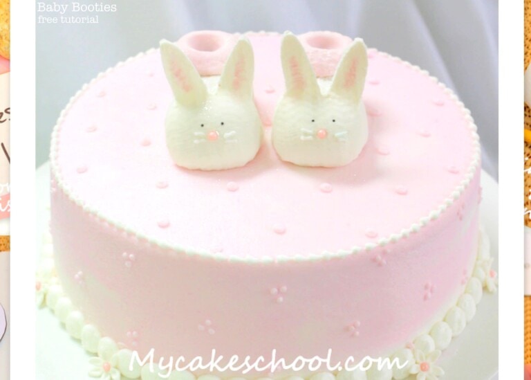 Free Cake Tutorial! Adorable Bunny Baby Booties Cake Topper, perfect for baby shower cakes!