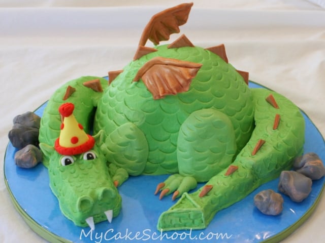 Learn to Make a Dragon Cake in this My Cake School video tutorial!
