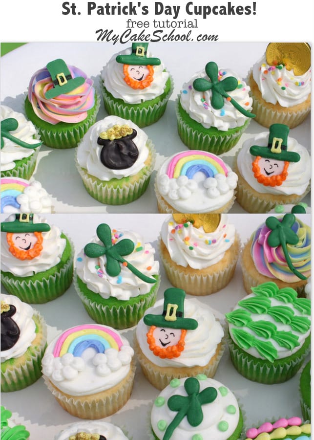 Learn to make the cutest St Patrick's Day Cupcakes in this free tutorial by MyCakeSchool.com!