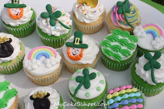 Adorable St. Patrick's Day Cupcakes! Tutorial by MyCakeSchool.com.