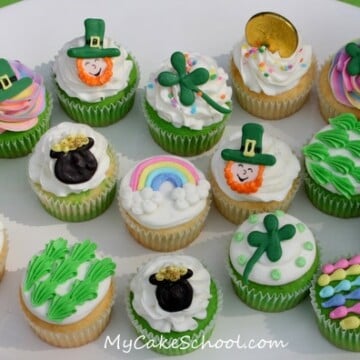Fun and simple St. Patrick's Day Cupcakes by MyCakeSchool.com! Free Tutorial!