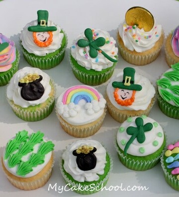 Fun and simple St. Patrick's Day Cupcakes by MyCakeSchool.com! Free Tutorial!