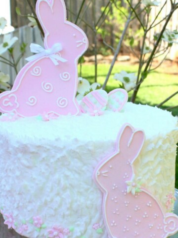 Adorable Springtime Bunnies Cake Tutorial by MyCakeSchool.com! Free Blog Tutorial! MyCakeSchool.com online cake tutorials, recipes, videos, and more!