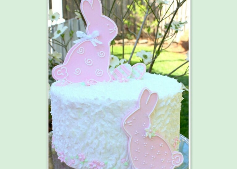 Adorable Springtime Bunnies Cake Tutorial by MyCakeSchool.com! Free Blog Tutorial! MyCakeSchool.com online cake tutorials, recipes, videos, and more!