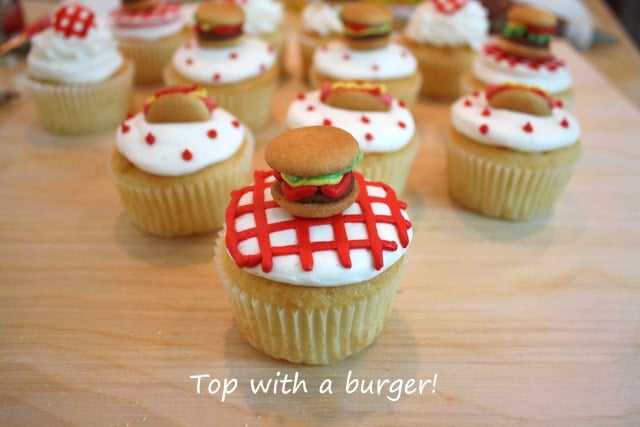 Adorable Cookout Cupcake Toppers by MyCakeSchool.com! Free cupcake tutorail!