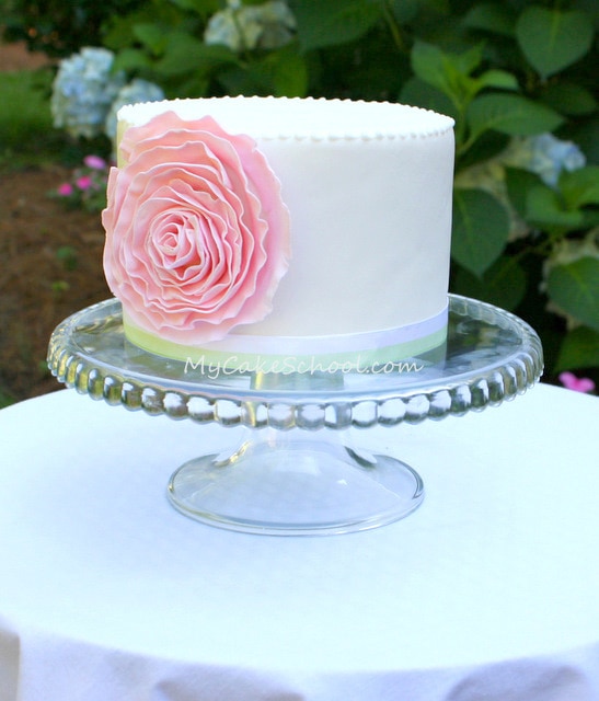 How to Make a Fondant Ruffle Rose! Free Cake Tutorial! My Cake School