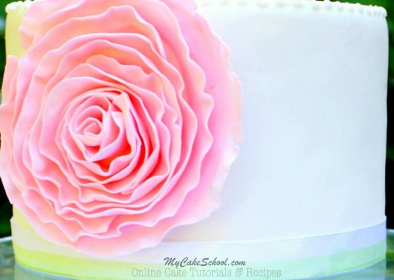 Fondant Ruffle Rose Cake- Free Tutorial!