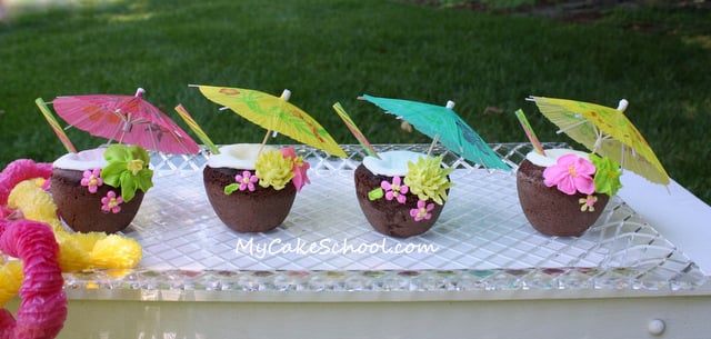 CUTE Coconut Drink Cakes! Free Tutorial by MyCakeSchool.com! Perfect for summer parties!