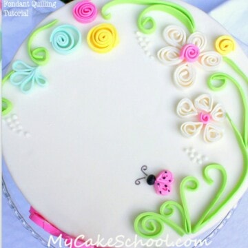 Beautiful fondant quilling cake decorating tutorial by MyCakeSchool.com!