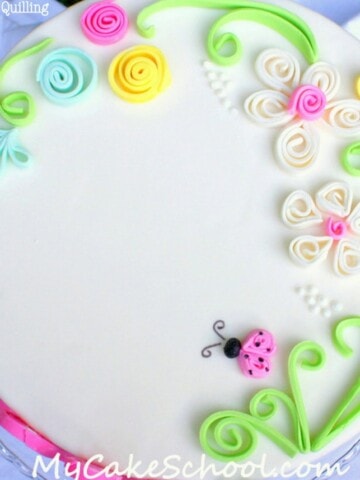 Beautiful fondant quilling cake decorating tutorial by MyCakeSchool.com!