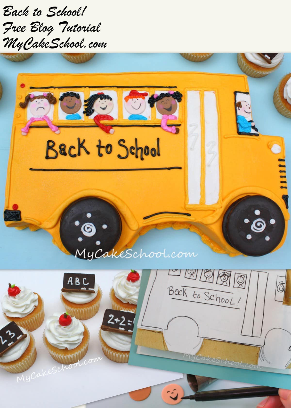 Mulukaya 30Pcs Back to School Themed Cupcake Toppers Blackboard Pencil Ruler School Bus Cake Picks for Kindergarten First Day School Welcome Party