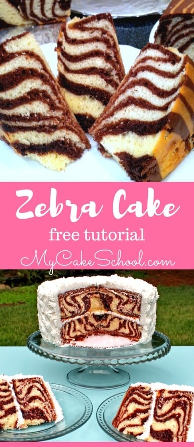 Learn to make a Zebra Cake with Stripes on the Inside! Free Tutorial by MyCakeSchool.com