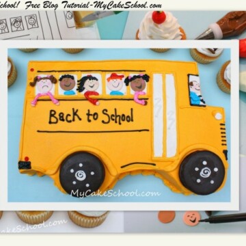 Adorable Back to School Cake and Cupcakes! Free cake decorating tutorial by MyCakeSchool.com! Online cake classes & recipes!