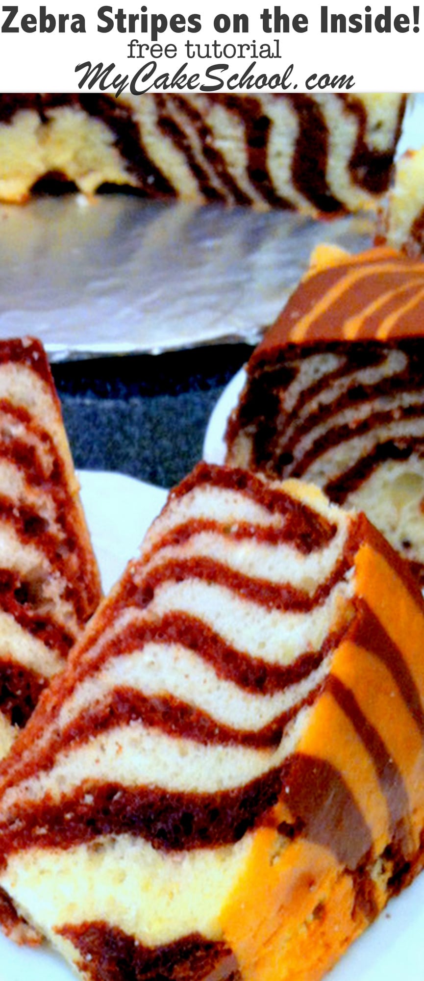 Zebra Cake Tutorial! Learn to create a zebra print pattern on the inside of your cakes in this simple cake tutorial by MyCakeSchool.com! A fun and fabulous spin on marble cake!