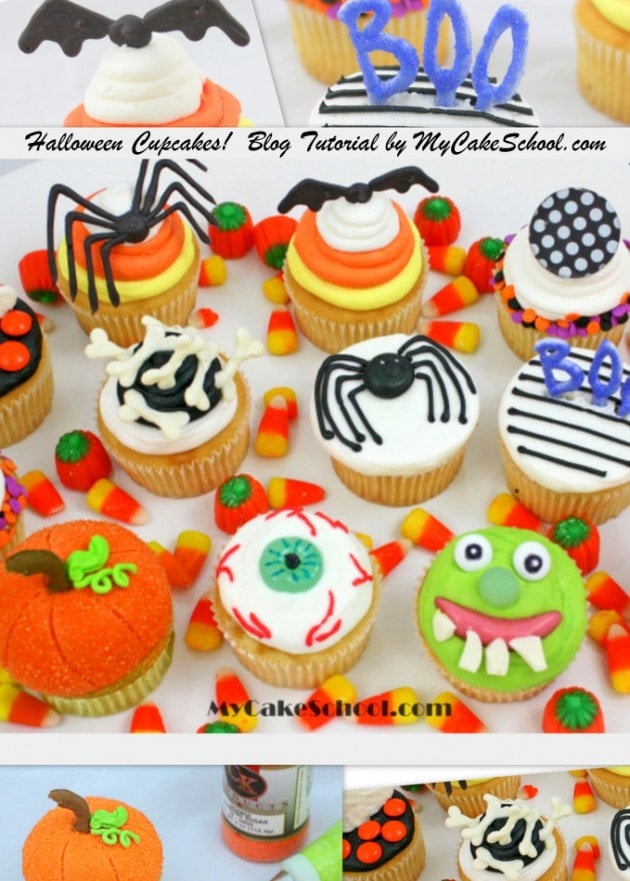 Cute and Spooky Halloween Cupcakes Tutorial by MyCakeSchool.com! Perfect for Halloween Parties! Halloween Cupcakes Tutorial by MyCakeSchool.com