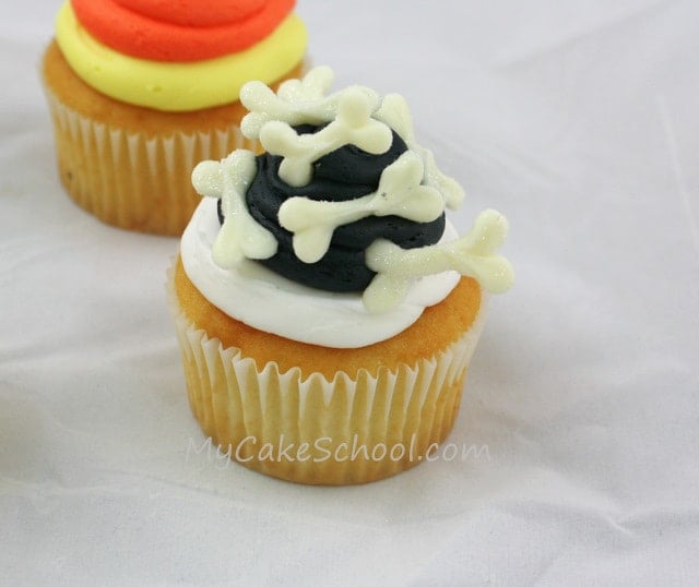 Chocolate Bone Cupcake! One of many featured Halloween Cupcakes in MyCakeSchool.com's free tutorial!