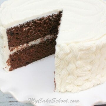 Everyone LOVES this Chocolate Sour Cream Cake! A simple, delicious doctored cake mix recipe! My Cake School.