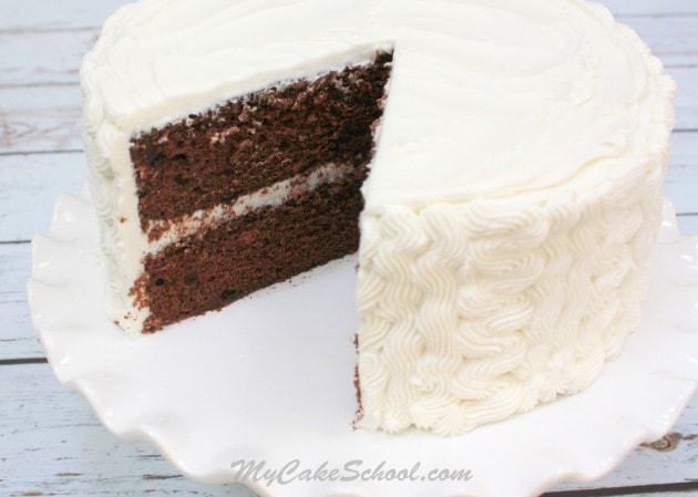 Everyone LOVES this Chocolate Sour Cream Cake! A simple, delicious doctored cake mix recipe! My Cake School.