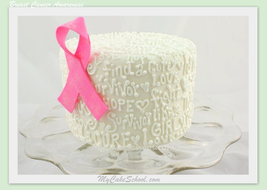 Pink Ribbon Breast Cancer Awareness Cake by MyCakeSchool.com