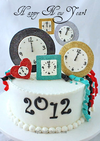 The PERFECT Cake Design for New Year's Eve! Free Clock Themed Cake Decorating Tutorial by MyCakeSchool.com!