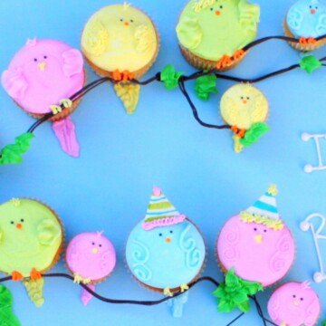 A Little Birdie Told Me It's Your Birthday! CUTE birdie cupcake tutorial by MyCakeSchool.com! Free step by step tutorial.