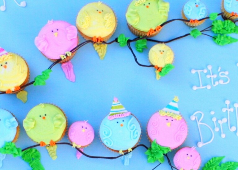 A Little Birdie Told Me It's Your Birthday! CUTE birdie cupcake tutorial by MyCakeSchool.com! Free step by step tutorial.