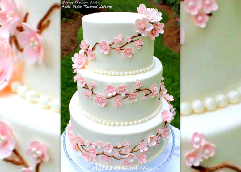 Beautiful Cherry Blossom Cake Design Tutorial by MyCakeSchool.com. Online Cake Tutorials & Recipes!